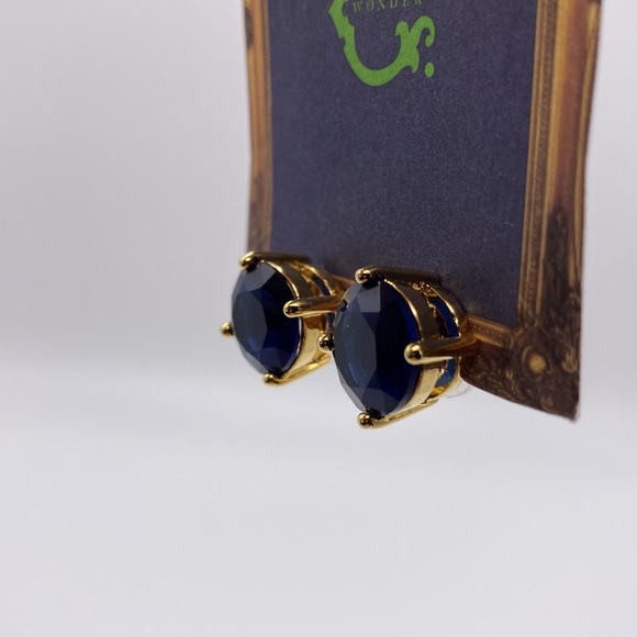 🎁 3 for $15. NWT!! C. Wonder Glass Sapphire Earrings - Picture 4 of 6